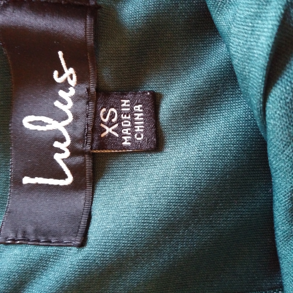 Womens Lulu’s Dark Green Ruffle Dress Xsmall - Picture 3 of 7